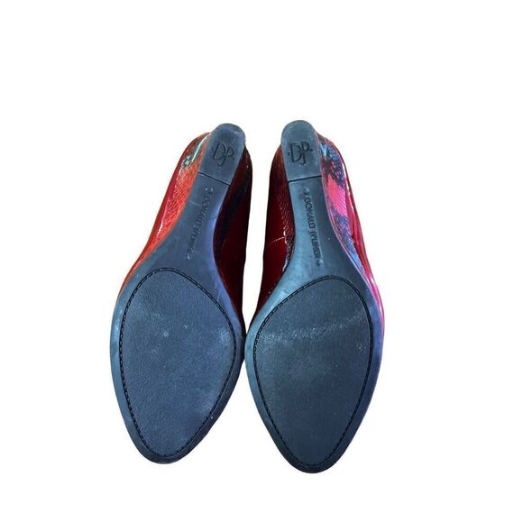 Donald Pliner // Red Habiki Wedge Peep Toe Heels Size 8.5 - Picture 5 of 10